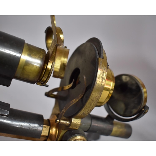 94 - A 19th Century Lacquered and Brass Monocular Microscope having Coarse and Fine Focussing, Double Nos... 