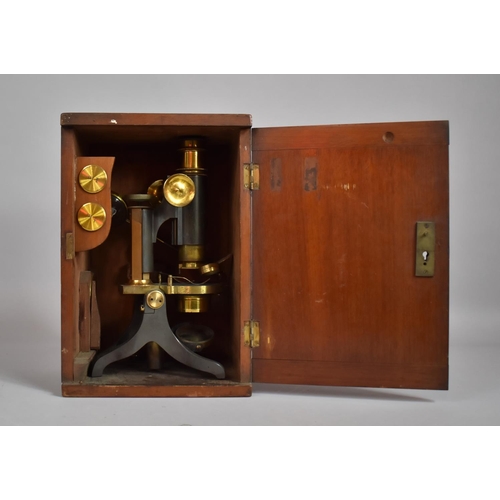 94 - A 19th Century Lacquered and Brass Monocular Microscope having Coarse and Fine Focussing, Double Nos... 