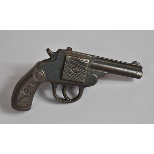 90 - A Novelty Bronze Desk Top Paperweight in the Form of a Revolver, The Cylinder Inscribed 'The Scareal... 