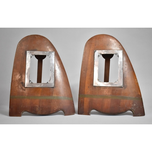 77 - Two Early 20th Century Easel Back Frames Formed From WWI Propellers having Inset Silver Rectangular ... 