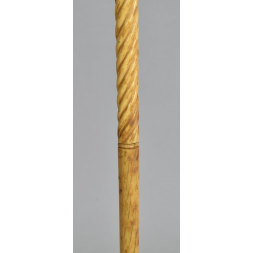 43 - A Late 18th/Early 19th Century Carved and Inlaid Whale Bone Sailor's Walking Cane having Centre Spir... 