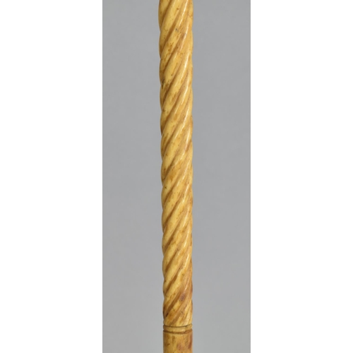 43 - A Late 18th/Early 19th Century Carved and Inlaid Whale Bone Sailor's Walking Cane having Centre Spir... 