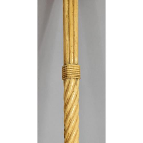 43 - A Late 18th/Early 19th Century Carved and Inlaid Whale Bone Sailor's Walking Cane having Centre Spir... 