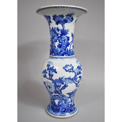 353 - A Chinese Kangxi Blue and White Yenyen Vase Decorated with Birds Amongst Foliate, Double Concentric ... 