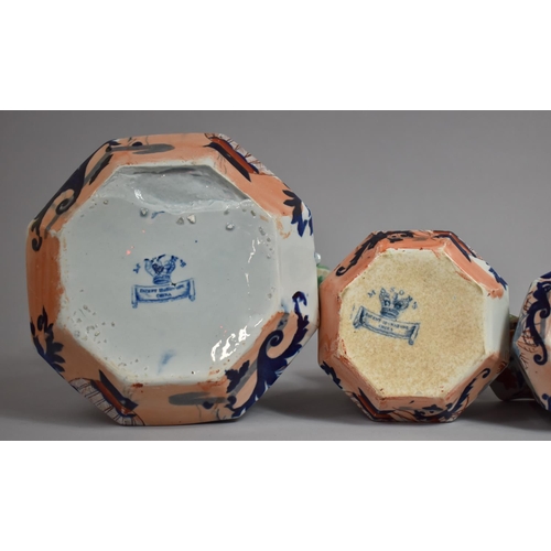 328 - A Graduated Collection of Five Masons Imari Ironstone China Jugs of Shaped Form with Snake Stylised ... 