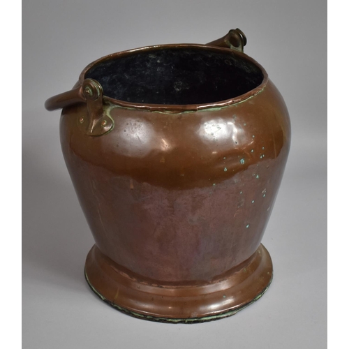 87 - A Late 19th Century Arts and Crafts Copper Coal Bucket. 34cms High and 30cms Diameter