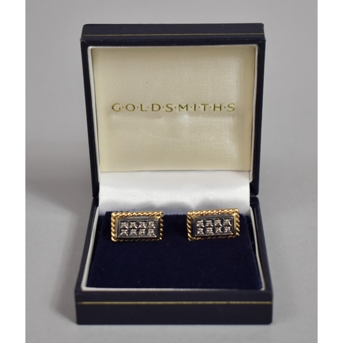 167 - A Pair of 9ct White and Yellow Gold Gents Cufflinks, Having Eight Diamond Chip Embellishments.  Lond... 