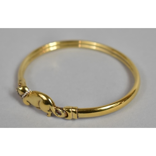 177 - A Gilt Silver and Diamond Mounted Bangle, Kitten with Ball of String