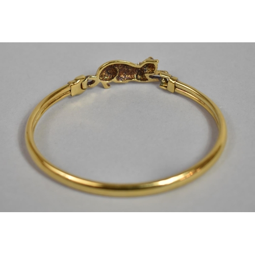 177 - A Gilt Silver and Diamond Mounted Bangle, Kitten with Ball of String