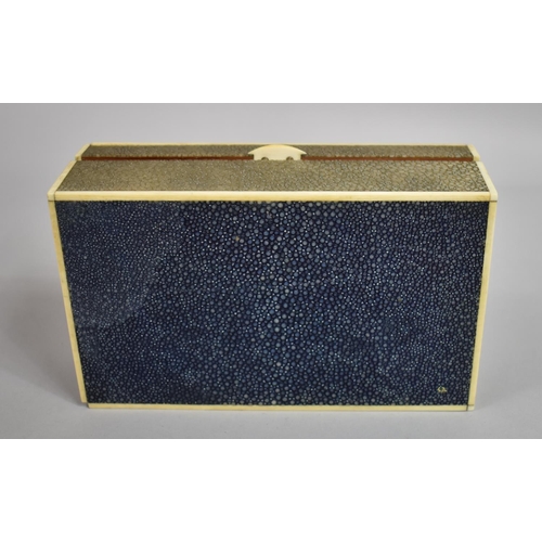 217 - An Art Deco Early 20th Century Shagreen Cigar/Cigarette Box with Ivory Edging. 17.5x10.5x5.5cms High