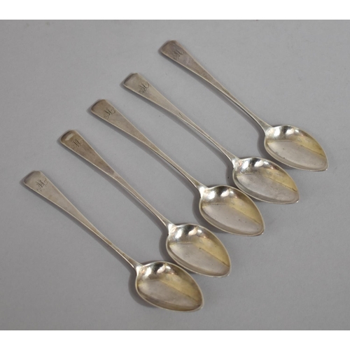 243 - A Set of Five Georgian Silver Teaspoons, with Monogrammed Terminals 'M', 62gms