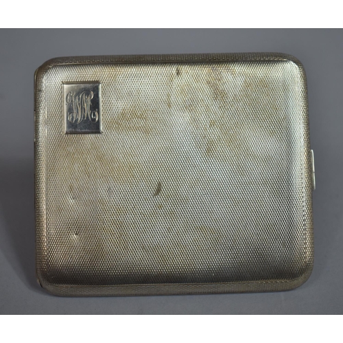 246 - A Silver Cigarette Case with Engine Turned Decoration Birmingham Hallmark 1940. 129gms