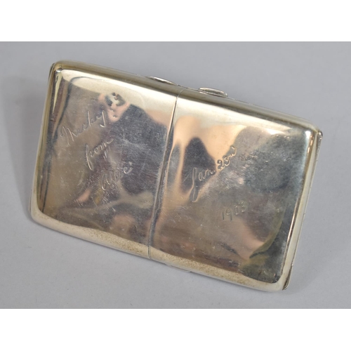 247 - A Large Silver Double Opening Cigarette Case with Front Engraved Presentation and Dated Jan 23rd 190... 