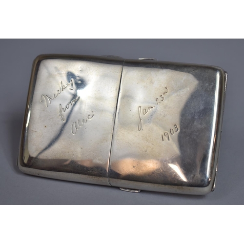 247 - A Large Silver Double Opening Cigarette Case with Front Engraved Presentation and Dated Jan 23rd 190... 