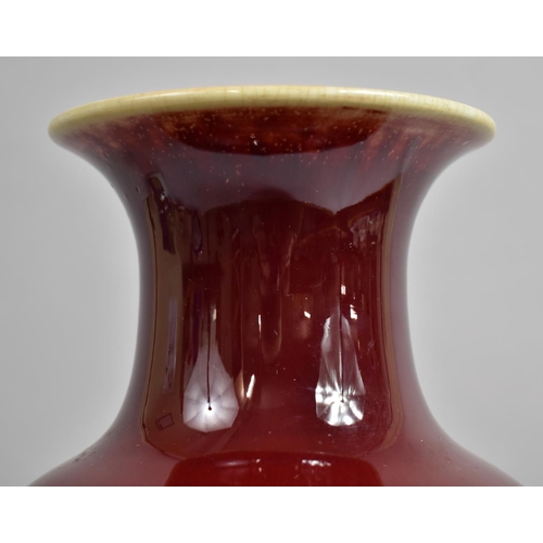 388 - A 19th Century Chinese Oxblood Vase of Baluster Form, 38cms High, Drilled to Base, Crazed to Inner R... 