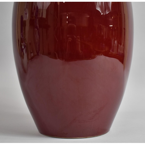 388 - A 19th Century Chinese Oxblood Vase of Baluster Form, 38cms High, Drilled to Base, Crazed to Inner R... 