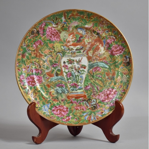 389 - An 18th/19th Century Chinese Canton Plate Decorated in the Usual Famille Rose Coloured Enamels with ... 