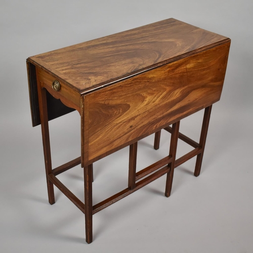 456 - A 19th Century Narrow Drop Leaf Pembroke Style Table with Gate Leg Supports and Crossbanding Top. Si... 