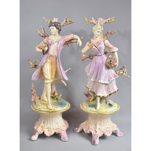 333 - A Pair of Large Capodimonte Figures, Tallest 70cms High