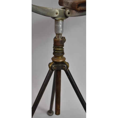 269 - A Vintage Hardy Folding Telescopic Shooting Stick with Tripod Base. Condition Issues to Leather Seat