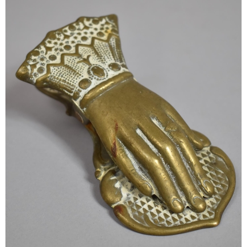 274 - A Victorian Brass Novelty Paper Clip in the Form of a Hand, 13cms Long