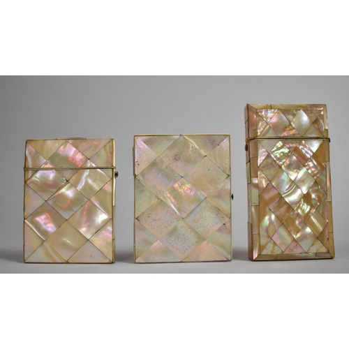 336 - A Collection of Three Mother of Pearl Card Cases. One with Fitted Notebook Interior