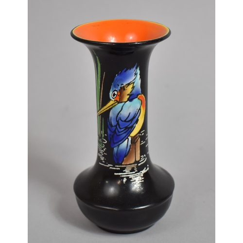 339 - A Small Shelley Bud Vase Decorated with Kingfisher. 13cms High