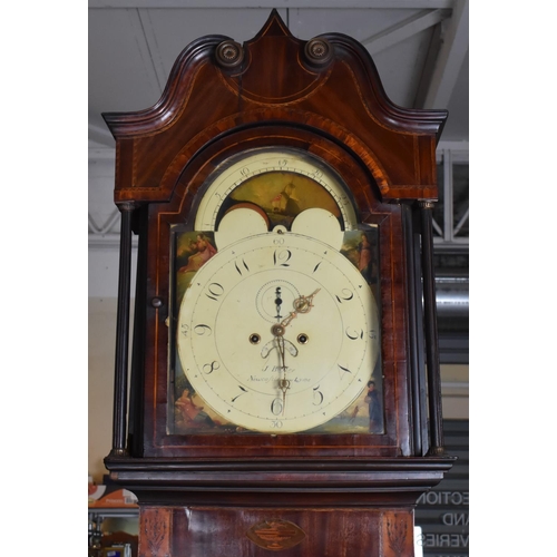 449 - A 19th Century Inlaid Mahogany Long Case Clock with Reeded Pilasters and Arched Dial having Rolling ... 