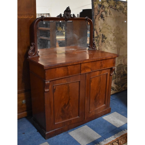 452 - A Victorian Mahogany Mirror Backed Chiffonier having Two Drawers over Cupboard Base. 112x46x152cms H... 