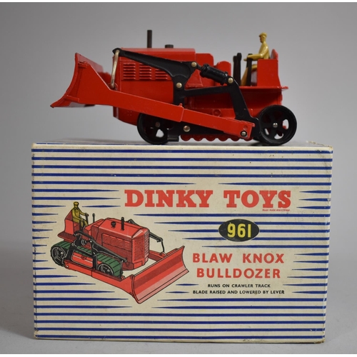 18 - A Boxed Dinky Toys 961 Blaw Knox Bulldozer in Red, the Caterpillars have been perished due to Age. (... 