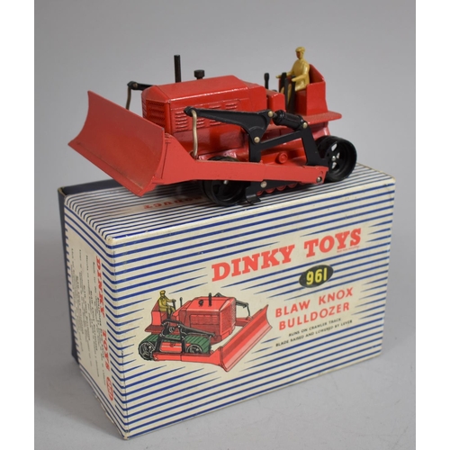 18 - A Boxed Dinky Toys 961 Blaw Knox Bulldozer in Red, the Caterpillars have been perished due to Age. (... 