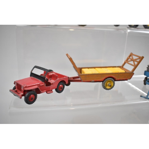 46 - A Collection of Ten Dinky Farm Toys, Including Field Marshall and Massey Harris Tractors, Leyland Co... 