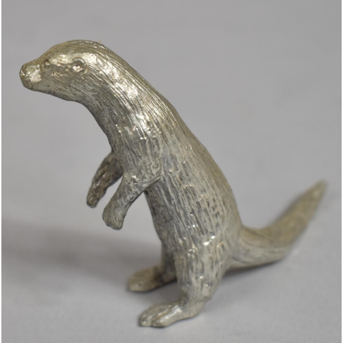 15 - A Pewter Study of a Standing Otter, 6.5cm high