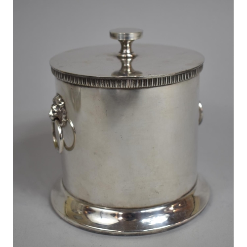 30 - A Silver Plate and Glass Biscuit Barrel Together with a Silver Plated Cylindrical Lidded Ice Bucket ... 