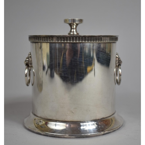 30 - A Silver Plate and Glass Biscuit Barrel Together with a Silver Plated Cylindrical Lidded Ice Bucket ... 