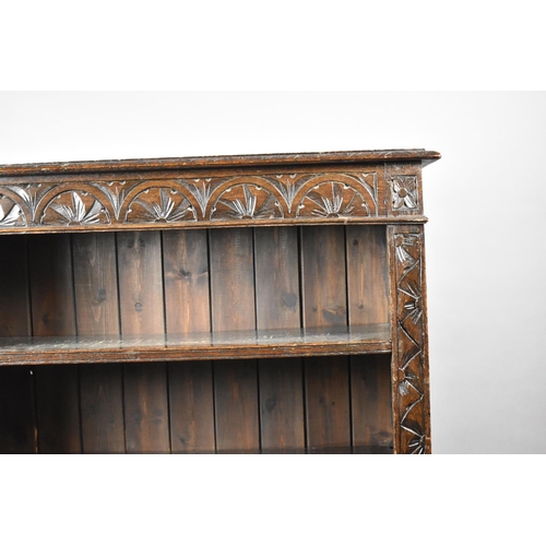 45 - An Edwardian Carved Oak Four Shelf Open Bookcase, 92cm Wide