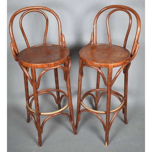 571 - A Pair of High Bentwood Bar Stools