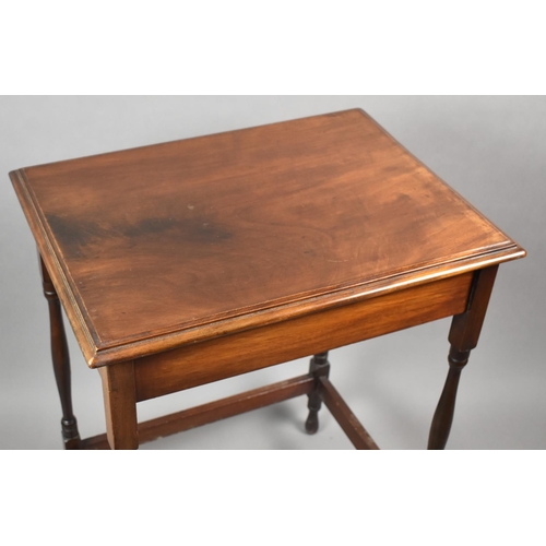 59 - An Edwardian Mahogany Rectangular Occasional Table on Turned Supports, 58cm Wide