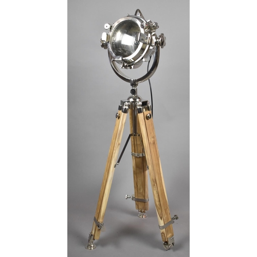 64 - A Reproduction Novelty Spot Light on Adjustable Wooden Tripod