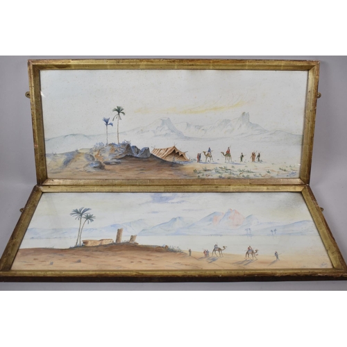 66 - A Pair of Framed Watercolours, Desert Camps with Camels and Figures, Signed CH Witney 1902, Each 69x... 