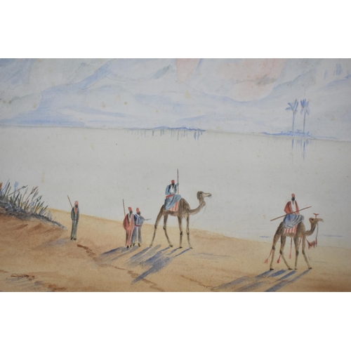 66 - A Pair of Framed Watercolours, Desert Camps with Camels and Figures, Signed CH Witney 1902, Each 69x... 