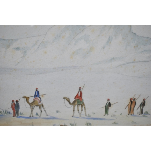 66 - A Pair of Framed Watercolours, Desert Camps with Camels and Figures, Signed CH Witney 1902, Each 69x... 