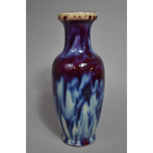 349 - A Chinese Yun Ware Type Glazed Porcelain Vase, Streaky Blue, Purple and Red Flambe Glaze. Blue Seal ... 