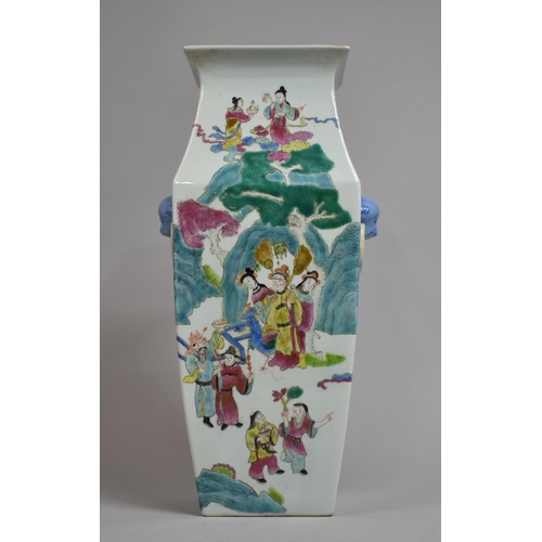 337 - A Chinese Porcelain Vase of Canted Panelled Rectangular Tapering Form, Decorated in the Famille Rose... 