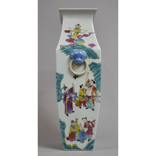 337 - A Chinese Porcelain Vase of Canted Panelled Rectangular Tapering Form, Decorated in the Famille Rose... 