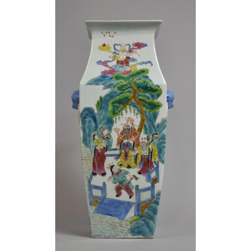 337 - A Chinese Porcelain Vase of Canted Panelled Rectangular Tapering Form, Decorated in the Famille Rose... 