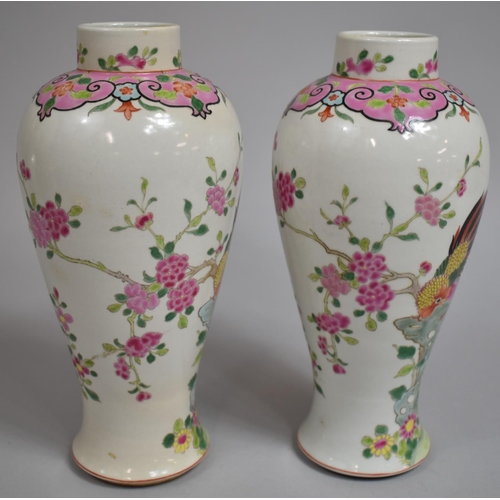 336 - A Pair of Chinese Porcelain Vases of Baluster Form Decorated in the Famille Rose Palette Depicting C... 