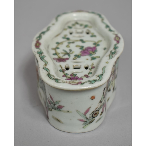 322 - A 18th/19th Century Chinese Porcelain Famille Rose Incense/Cricket Box and Cover of Quatrefoil Form.... 