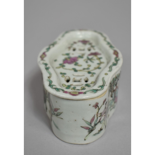 322 - A 18th/19th Century Chinese Porcelain Famille Rose Incense/Cricket Box and Cover of Quatrefoil Form.... 