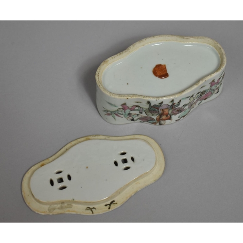 322 - A 18th/19th Century Chinese Porcelain Famille Rose Incense/Cricket Box and Cover of Quatrefoil Form.... 